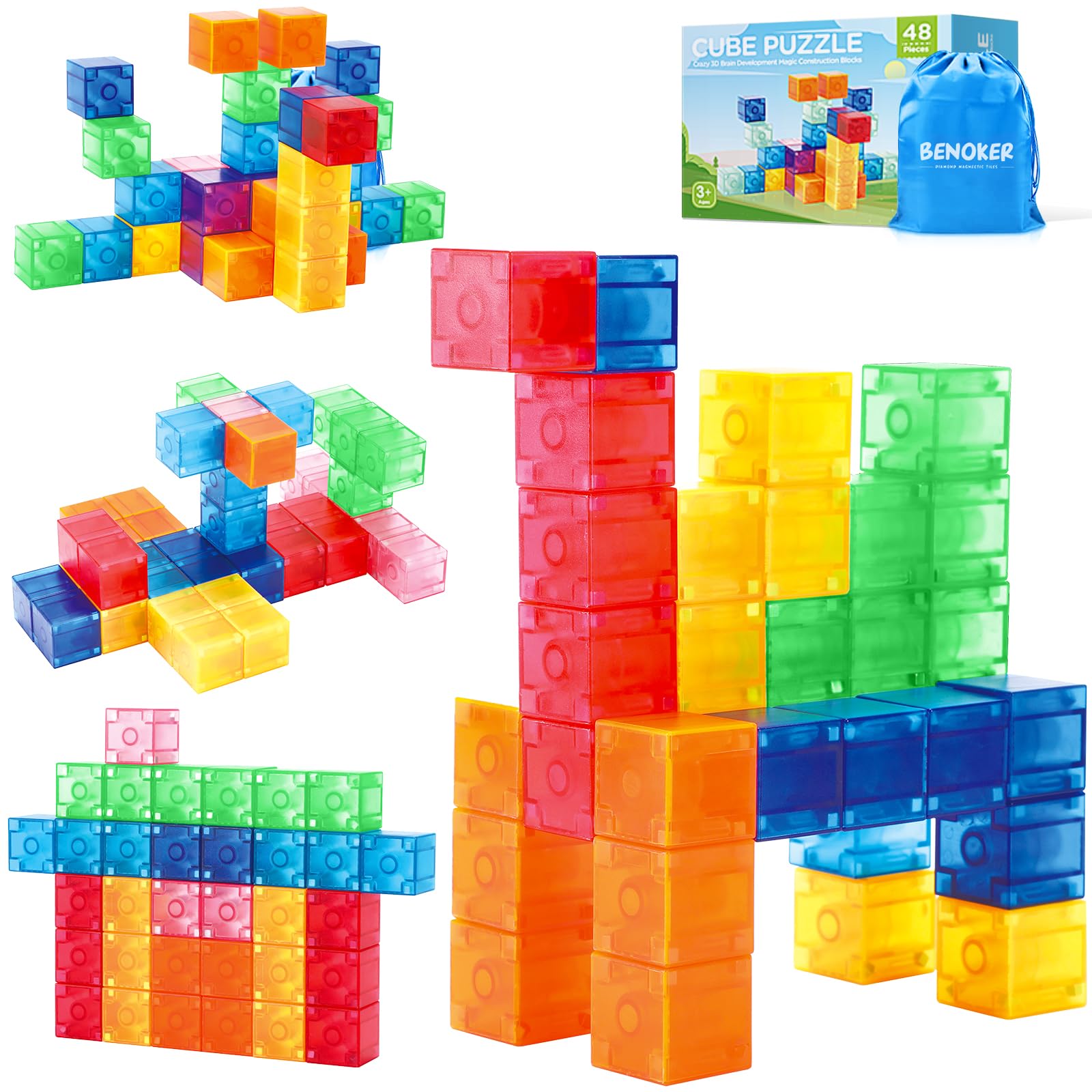 Secure-IT🔒Premium Transparent Magnetic 3D Building Blocks Set