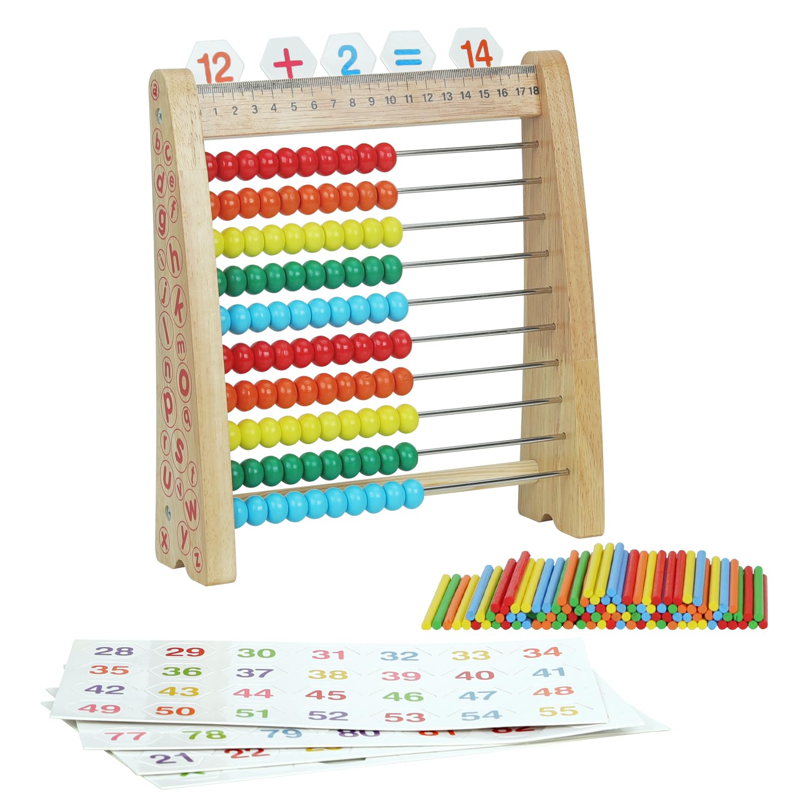 SECURE-IT🔒[GREAT HOME-SCHOOLING ESSENTIALS] Complete Wooden Math Station & Counting Abacus Kit