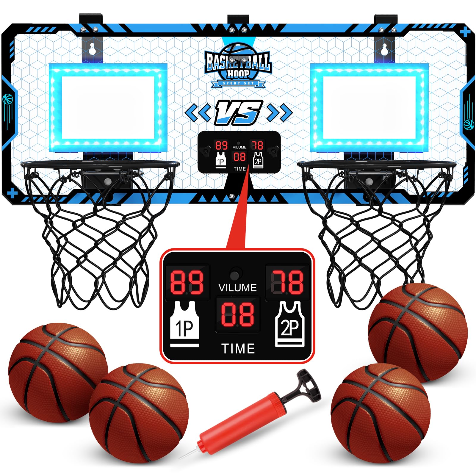 Secure-IT🔐 Ms. Mary Math 2-Player Over-the-Door Basketball Arcade with Electronic Scoreboard
