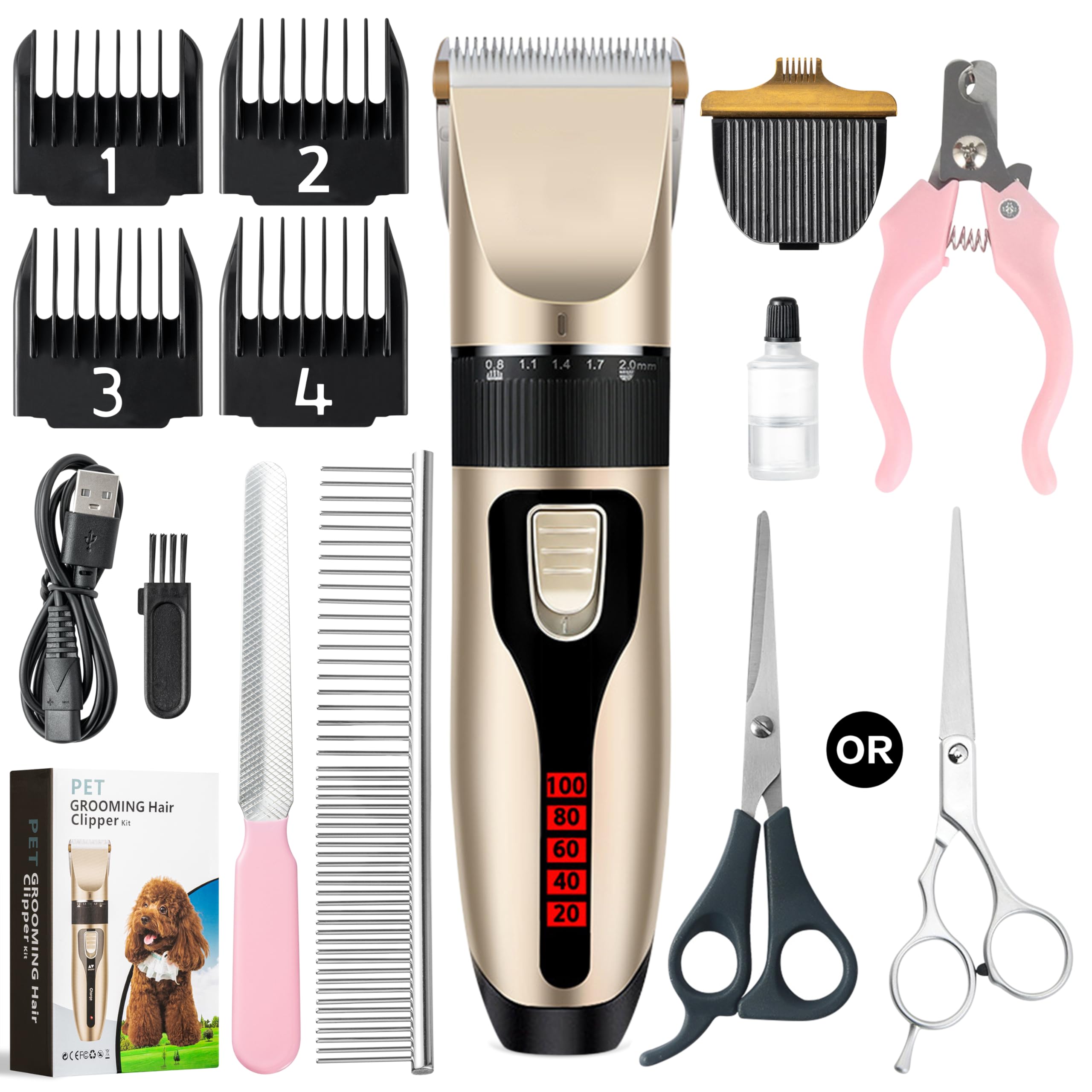 Secure-IT🔐 Low-Noise Professional Cordless Pet Hair Clipper & Trimmer Set