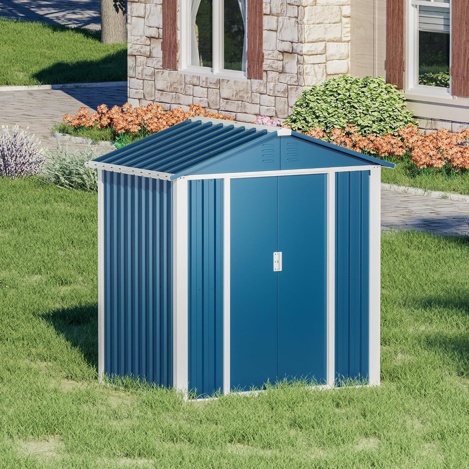 Secure-IT🔐 Professional 5.3ft x 4ft Double-Sloping Roof Metal Utility Storage Suite