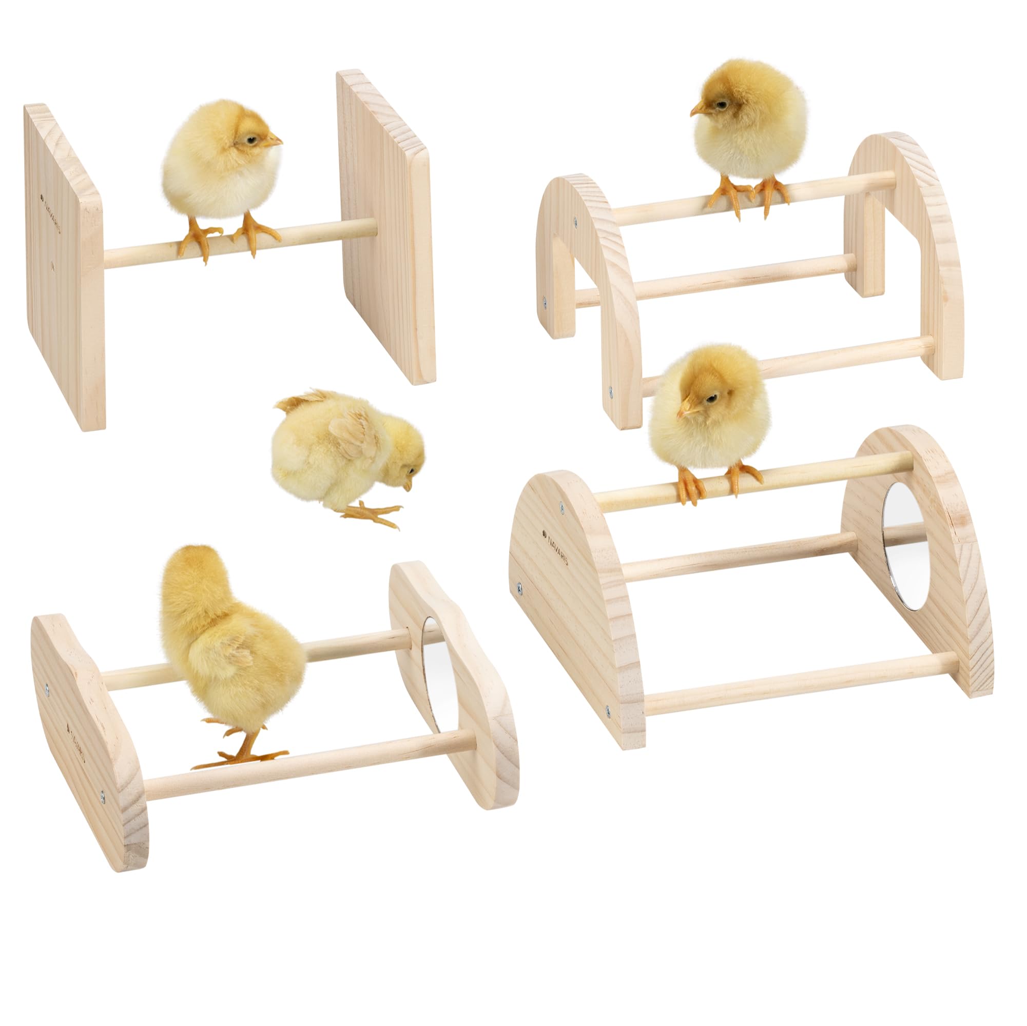 Secure-IT🔐 Navaris 4-Piece Wooden Chick Training Perch Set