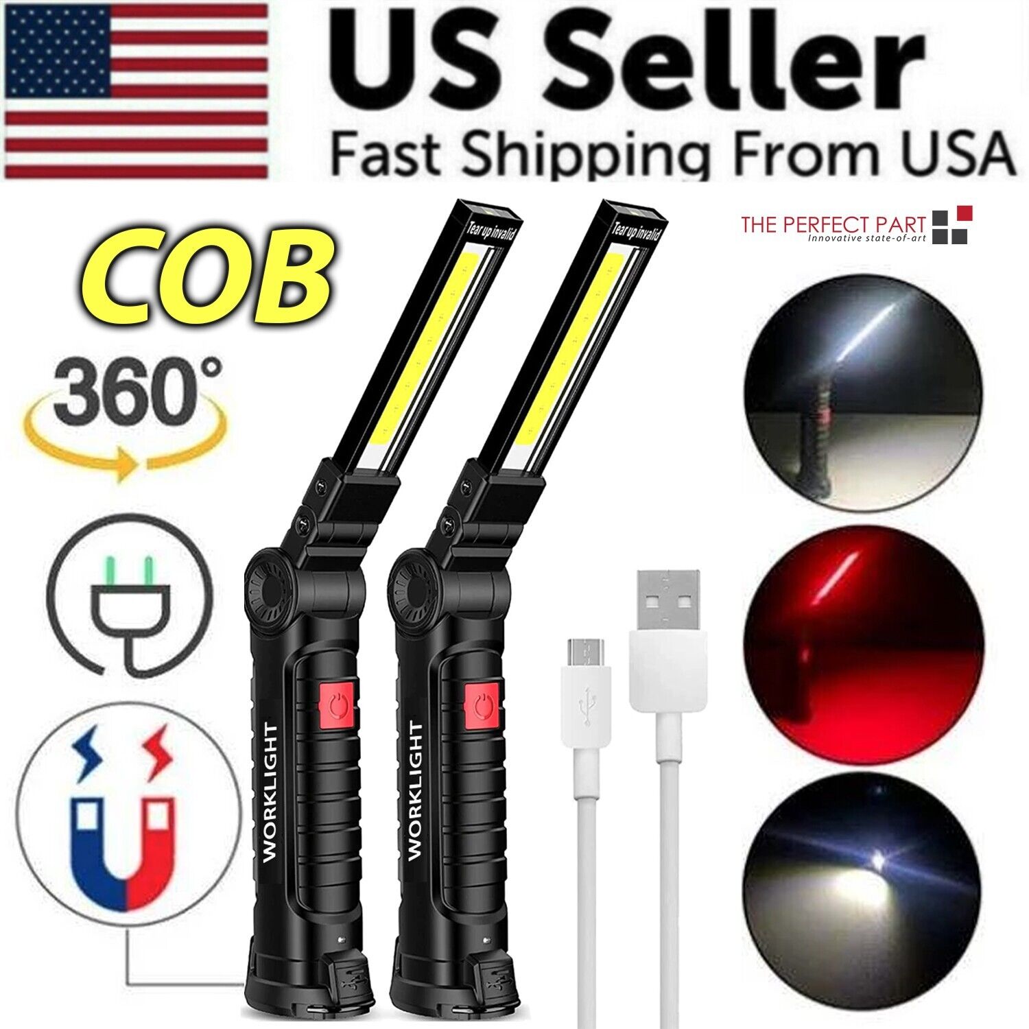 Secure-IT🔐 Professional Magnetic 360° Rechargeable LED COB Work Light Suite
