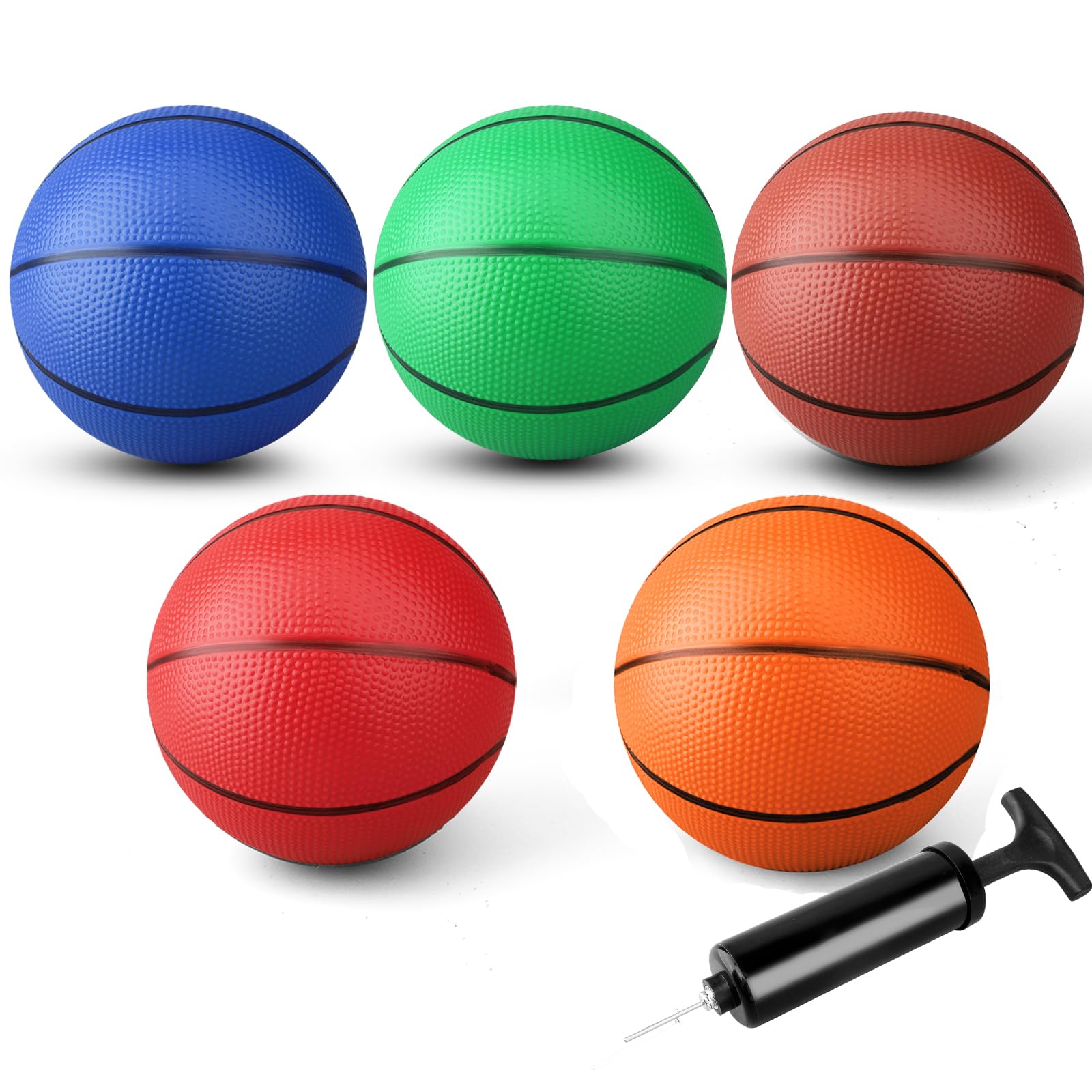 Secure-IT🔐 Ms. Mary Math 5-Piece 7" Mini Rubber Basketball Set with Pump