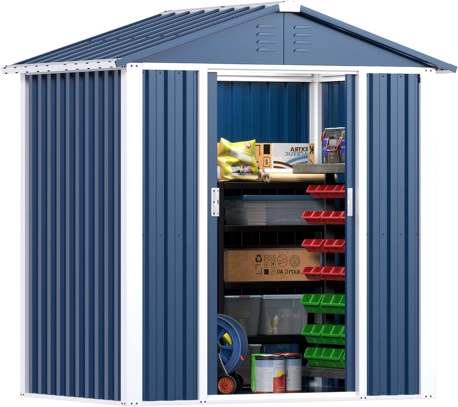 Secure-IT🔐 Professional 5.3ft x 4ft Double-Sloping Roof Metal Utility Storage Suite
