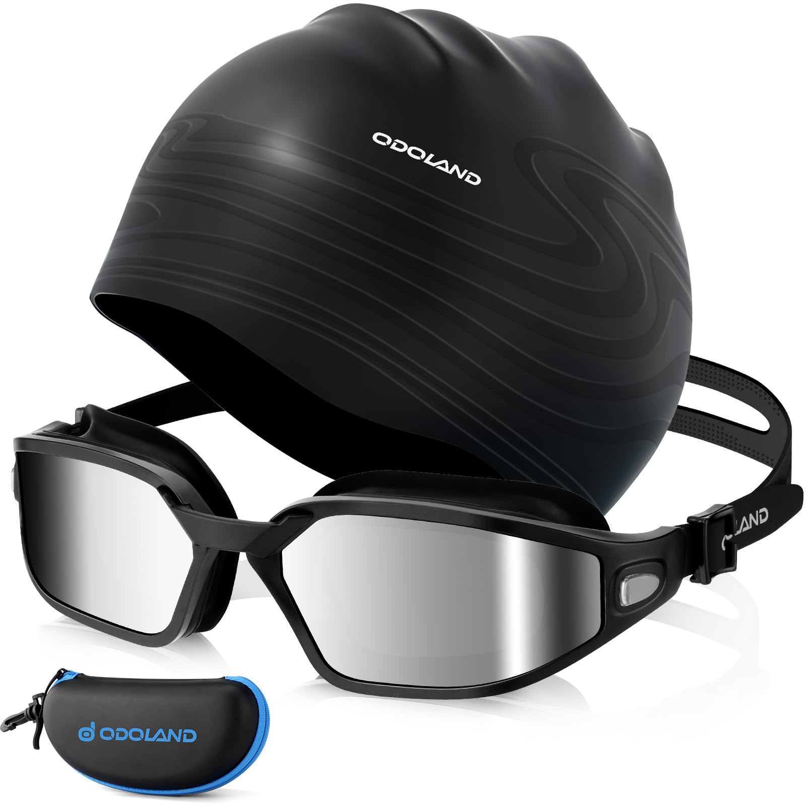 Secure-IT🔐 Odoland Premium Anti-Fog Swim Goggles & Silicone Cap Kit (Silver)