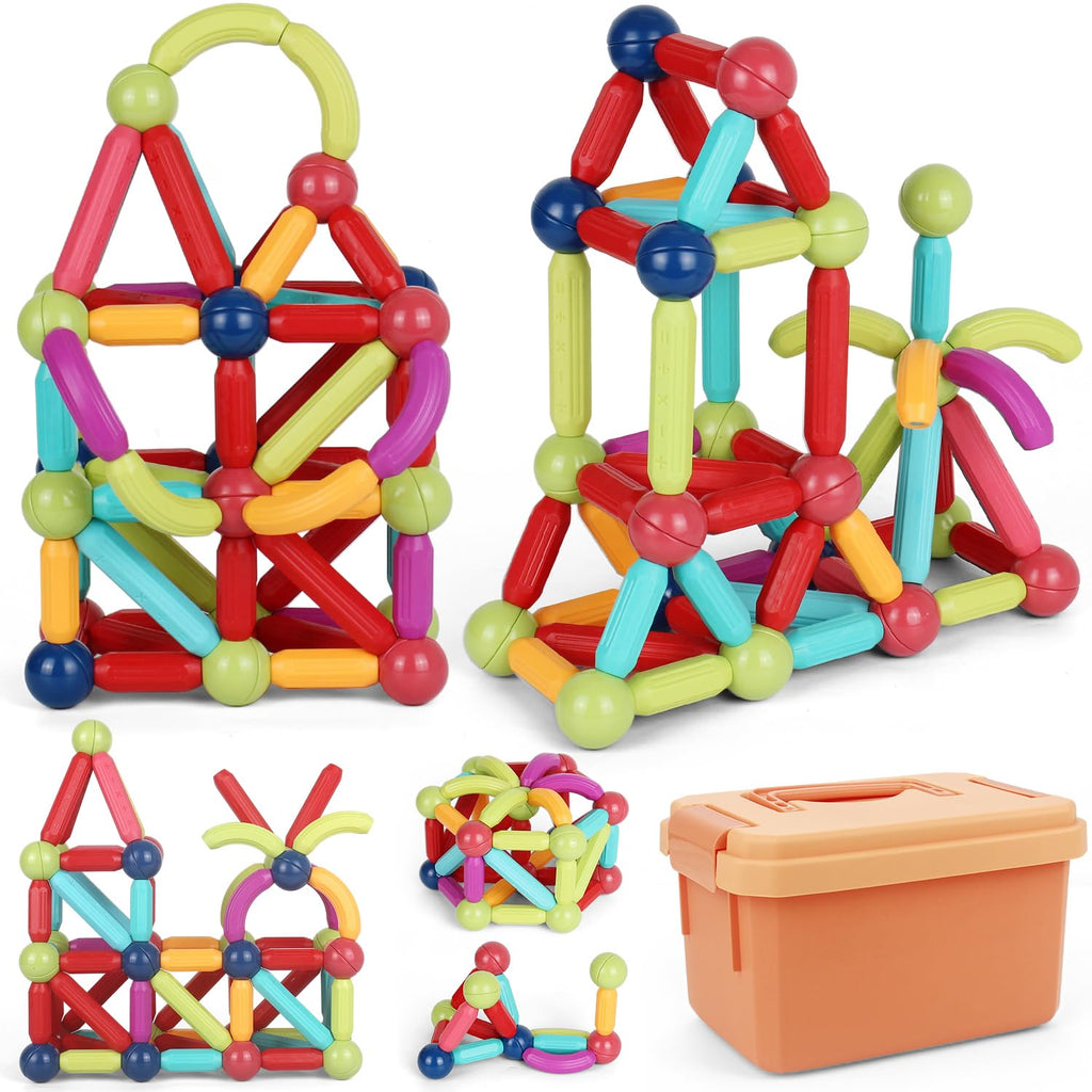 Secure-IT🔒64-Piece Magnetic Building Sticks & Spheres STEM Set