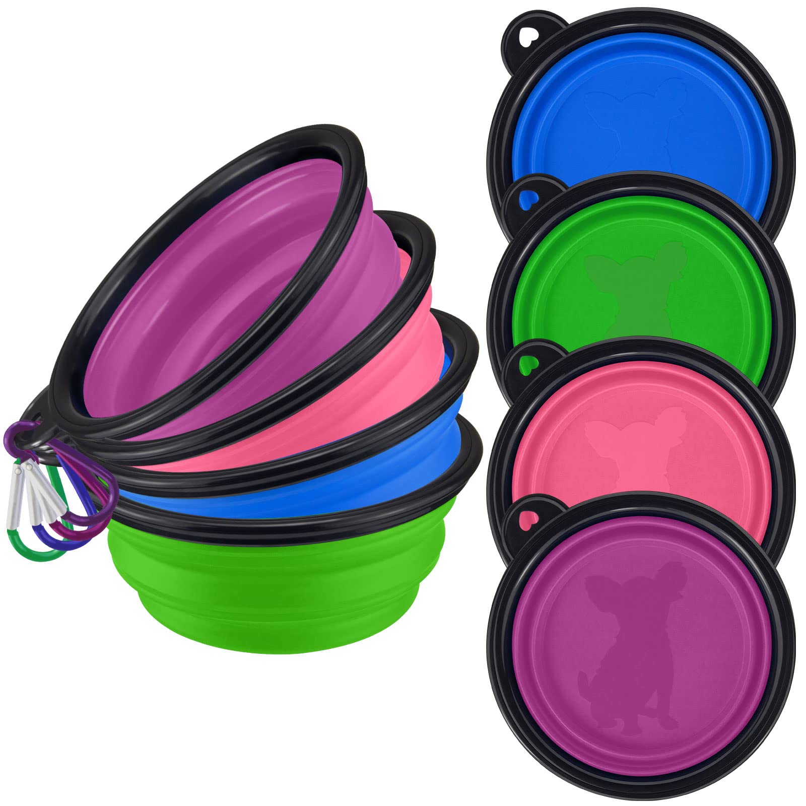 Secure-IT🔐 LAVAED 4-Pack Collapsible Multi-Pet Travel Bowls