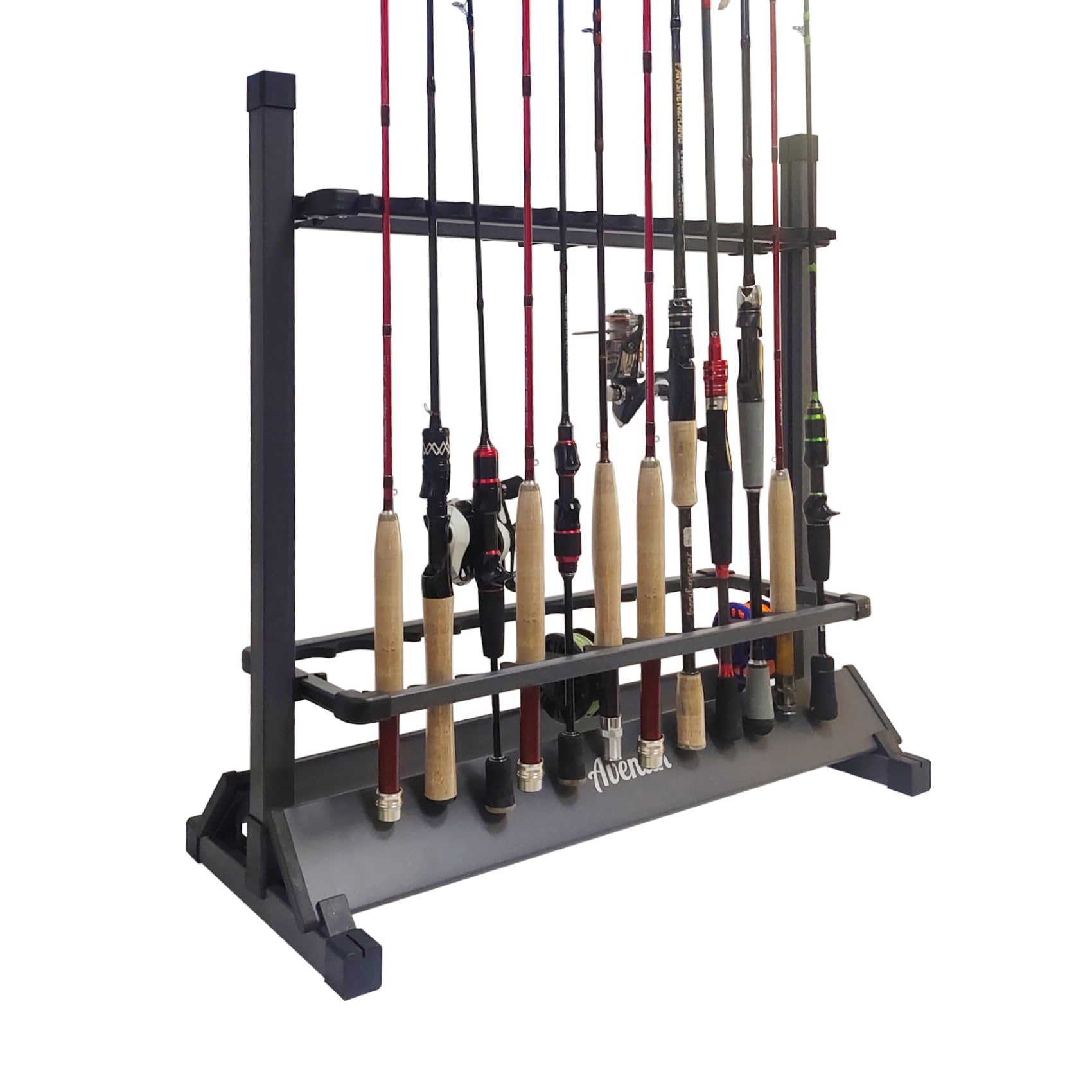 Secure-IT🔐 Aventik 24-Rod Aluminum Fishing Rack (Gunsmoke)