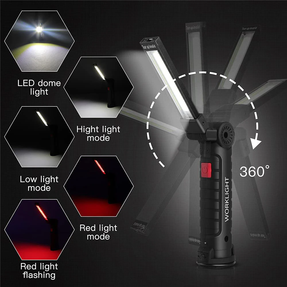 Secure-IT🔐 Professional Magnetic 360° Rechargeable LED COB Work Light Suite