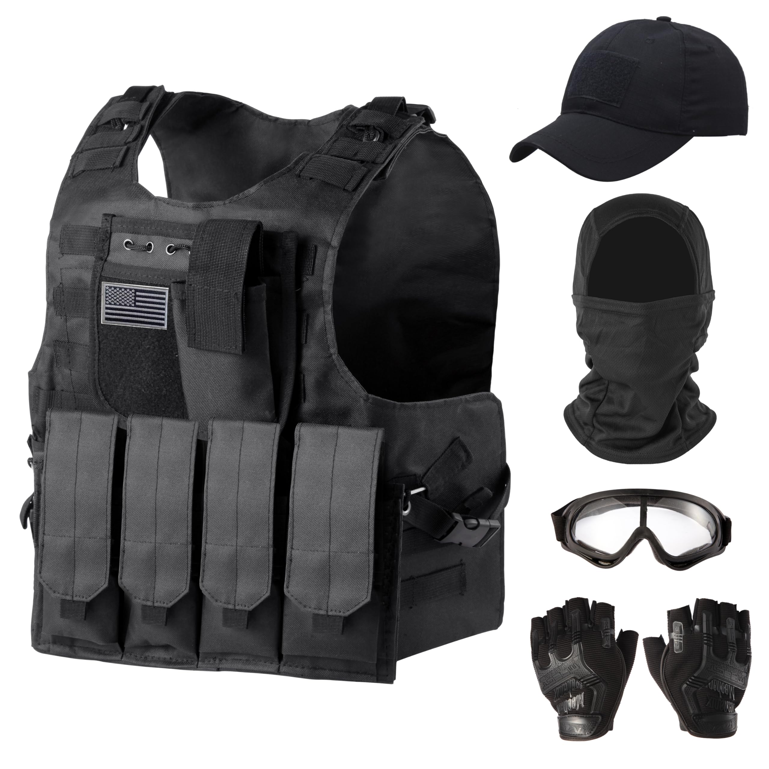 Secure-IT🔐 Complete Tactical Airsoft & Paintball Vest Bundle (Black)