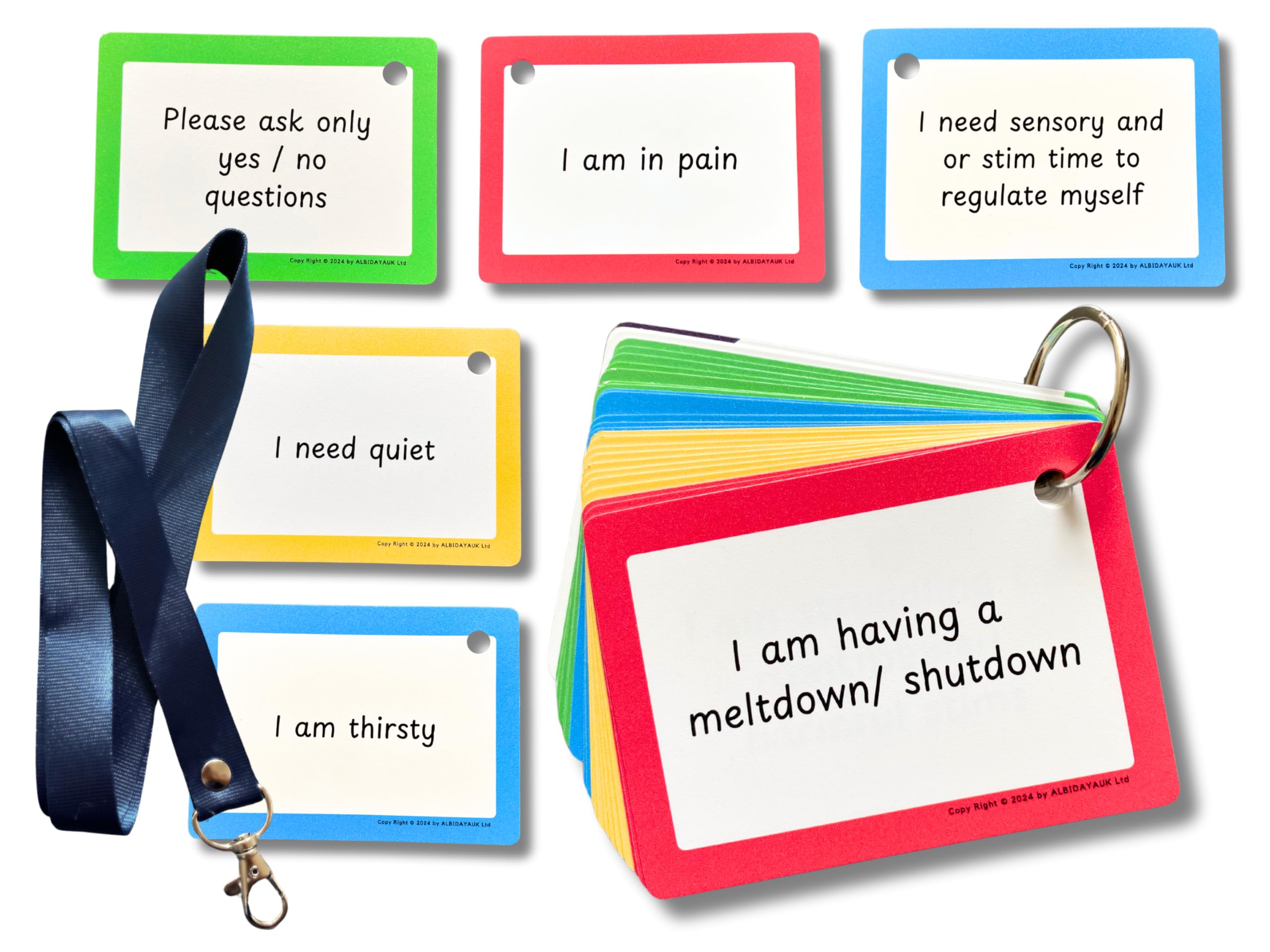 Secure-IT🔒Expressive Communication Flash Cards with Travel Lanyard