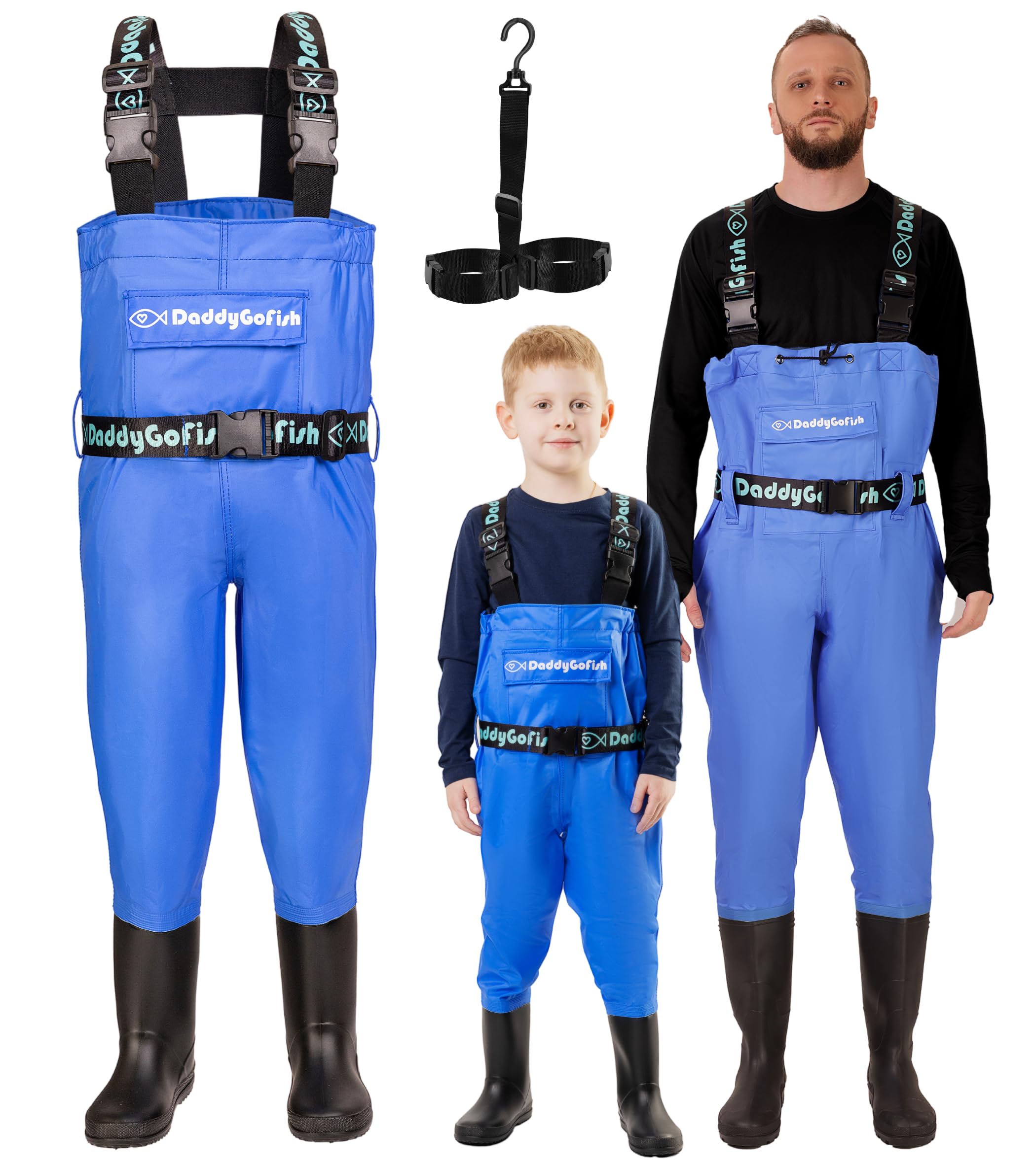 Secure-IT🔐 DaddyGoFish Matching PVC Chest Waders with Boots & Pocket (Blue)