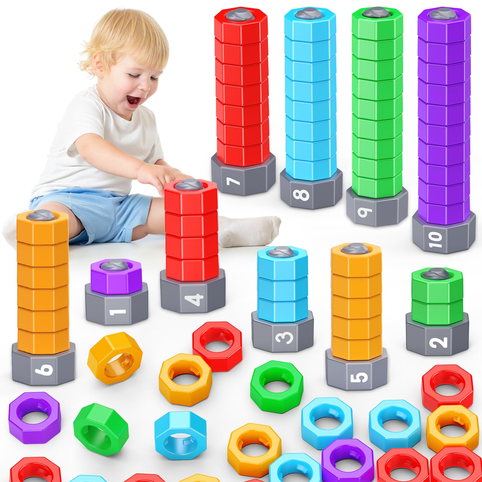 Secure-IT🔒Jumbo Montessori Nuts & Bolts Counting Set