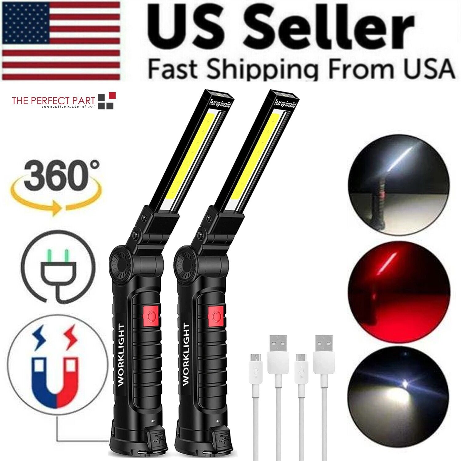 Secure-IT🔐 Professional Magnetic 360° Rechargeable LED COB Work Light Suite