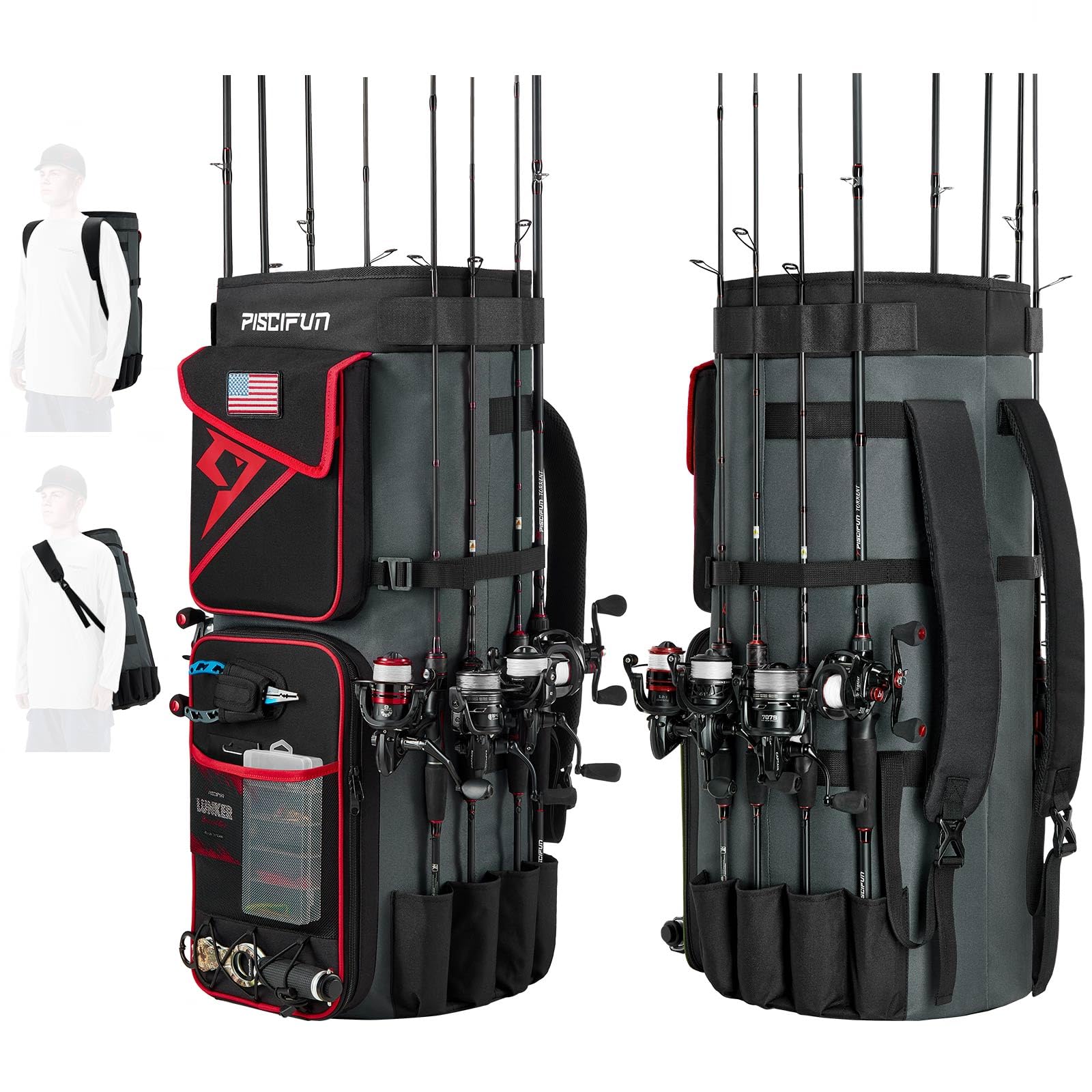 Secure-IT🔐 Piscifun 70L Large Storage Fishing Rod & Tackle Backpack