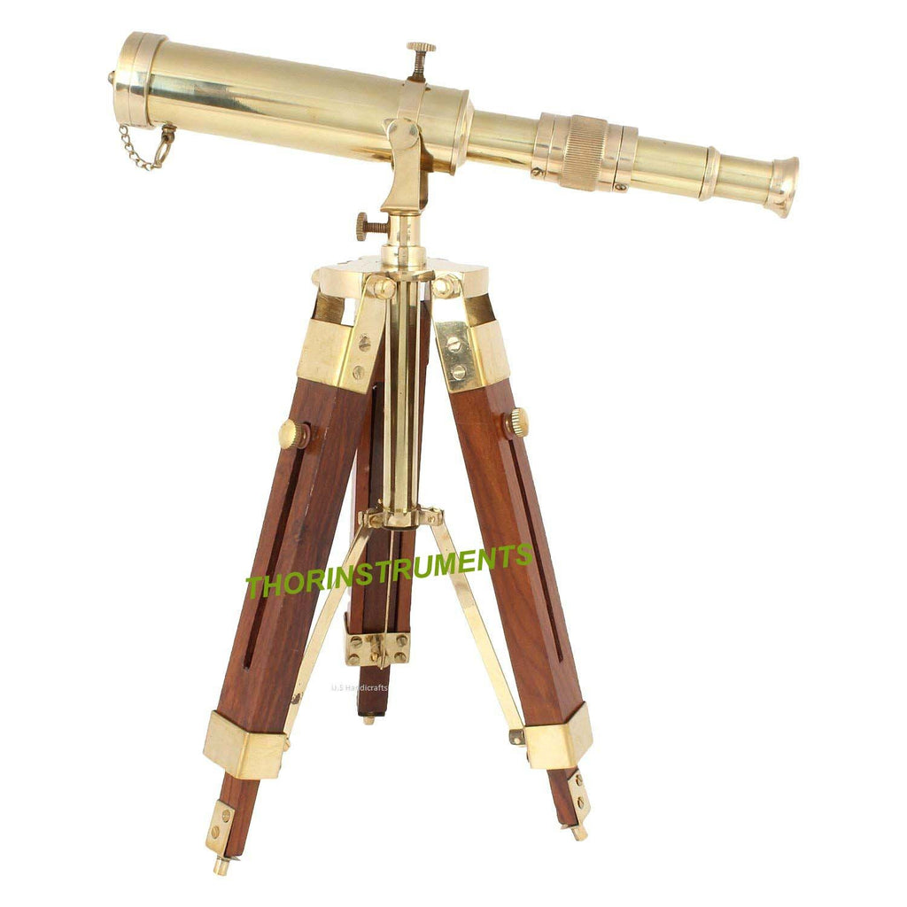 Secure-IT🔒Ms. Mary Math Heritage Collection: 9-Inch Vintage Brass Nautical Telescope with Wooden Tripod