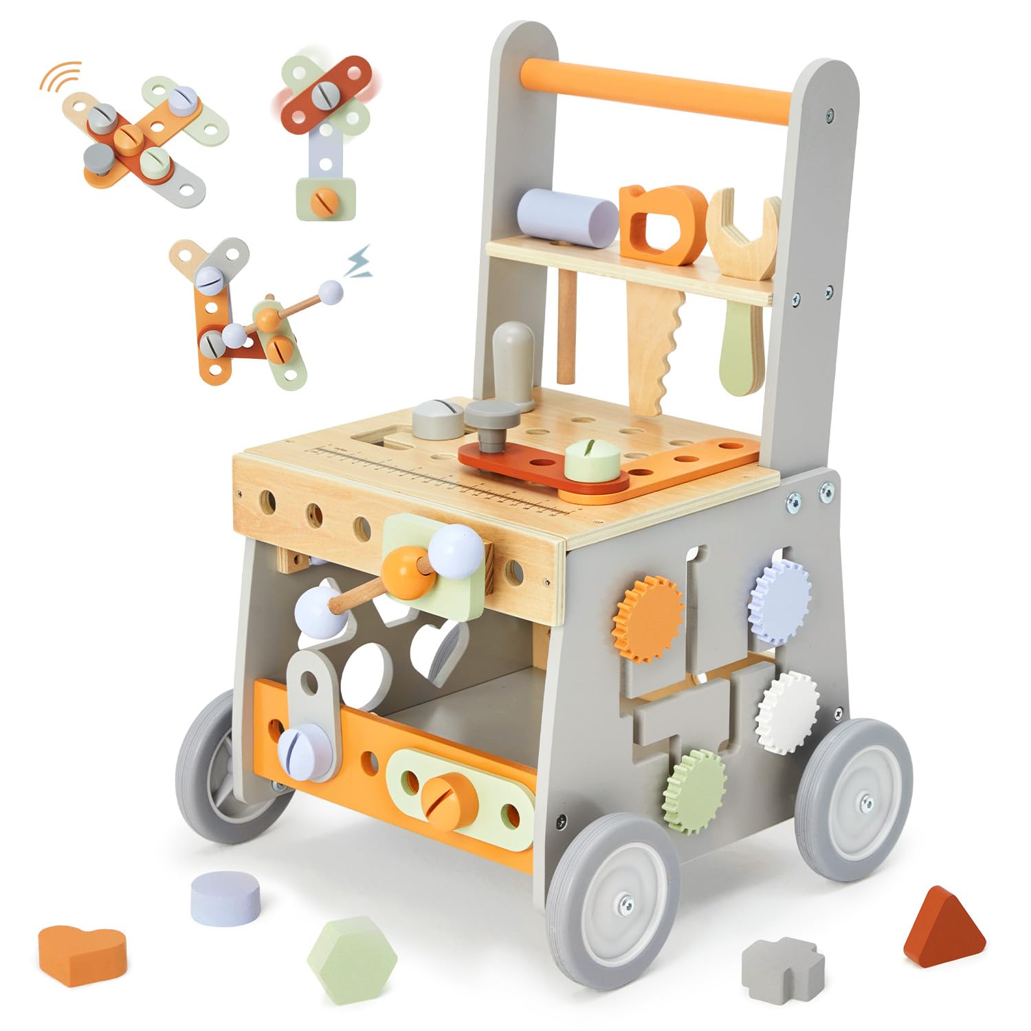 Secure-IT🔒Wooden 2-in-1 Tool Bench & Learning Walker