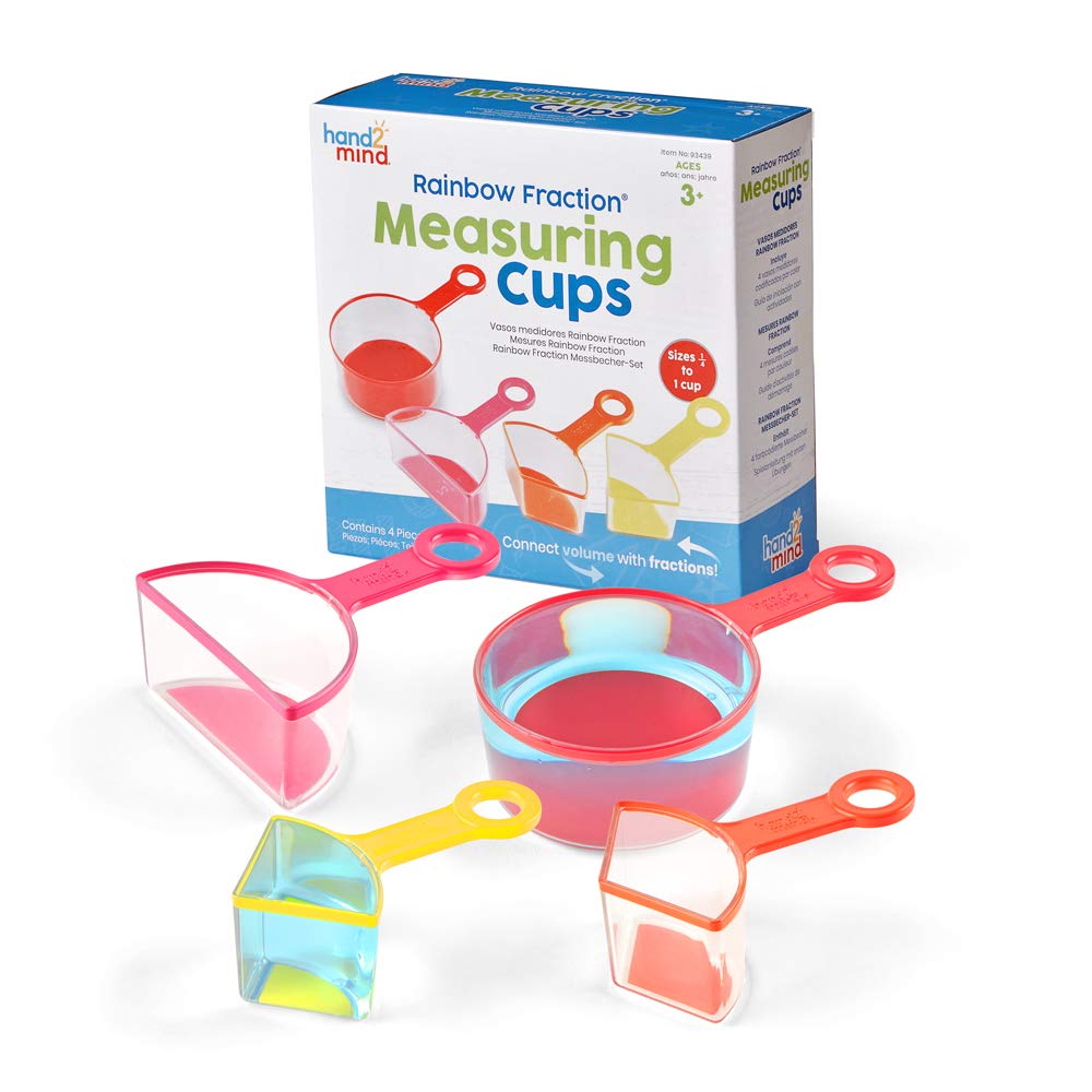 SECURE-IT🔒 Rainbow Fraction Measuring Cups - 4-Piece 3D Visual Math Set (Ages 3-9)